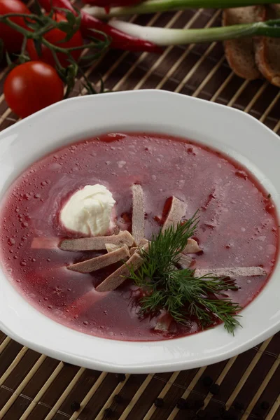 Kall soppa med kött — Stockfoto