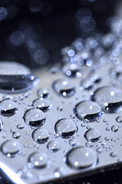 stock image Cold droplets on the surface of stainless steel