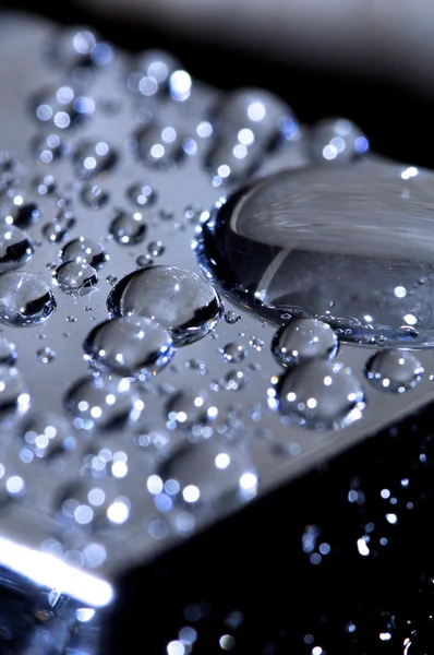 stock image Cold droplets on the surface of stainless steel