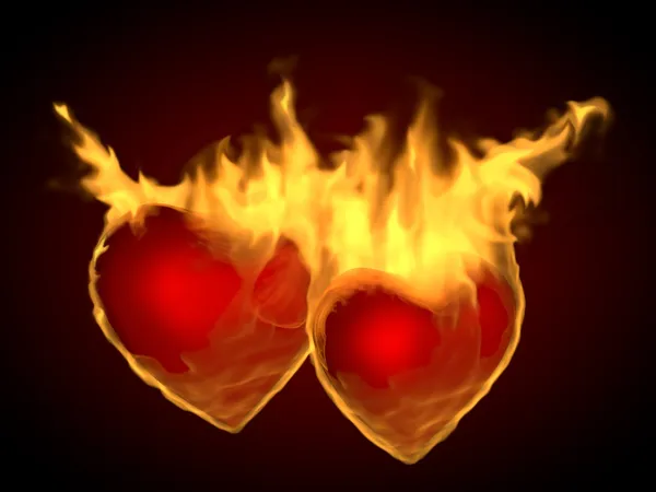 Hořící srdce — Stock fotografie