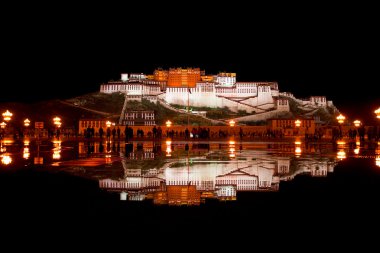 Potala Palace Reflection Fountain Water Night clipart