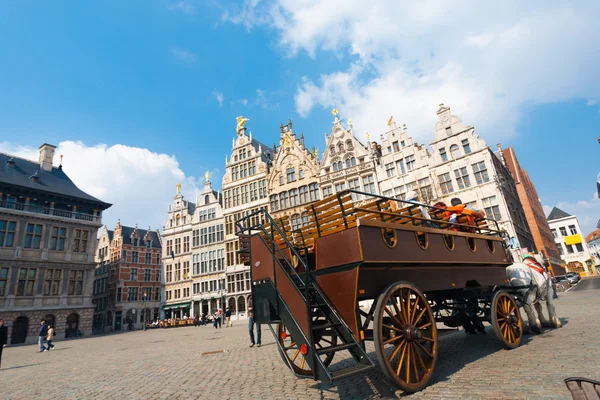 Horse Drawn Carriage Grote Markt Antwerp — Stock Photo, Image