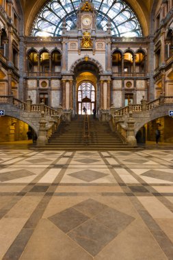 Antwerp Central Train Station Steps Main Hall clipart