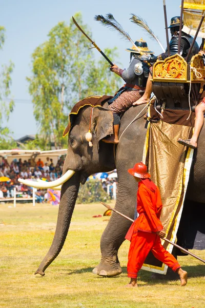 Battle Reenactment Siamese Burmese Elephant King — Stock Photo, Image