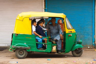 School Children Bus Transportation Auto Rickshaw India clipart