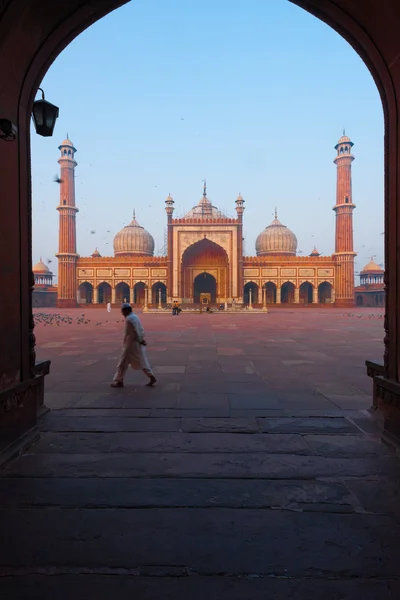Dawn Jama Masjid Main Mosque Delhi Framed — Stock Photo, Image
