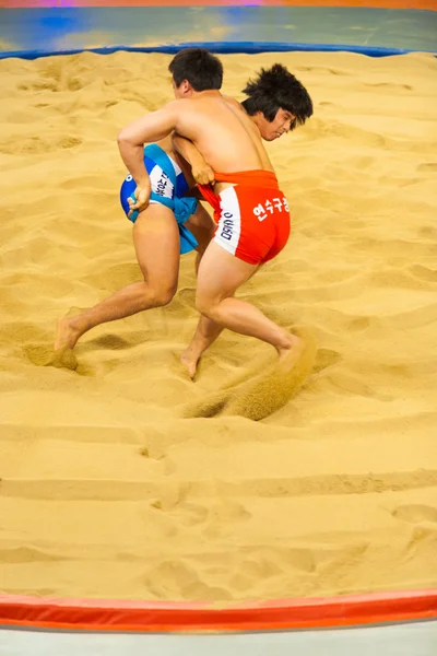 Two Ssireum Wrestling Korean National Sport — Stock Photo, Image