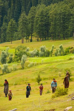 Kashmir Gypsy Goatherders Walking Hill clipart