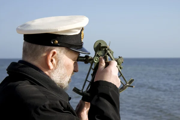 Navigator with Sextant — Stock Photo, Image