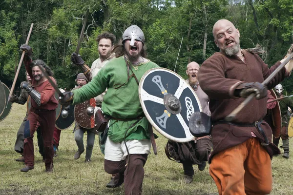 Attacking Vikings at Moesgaard — Stock Photo, Image