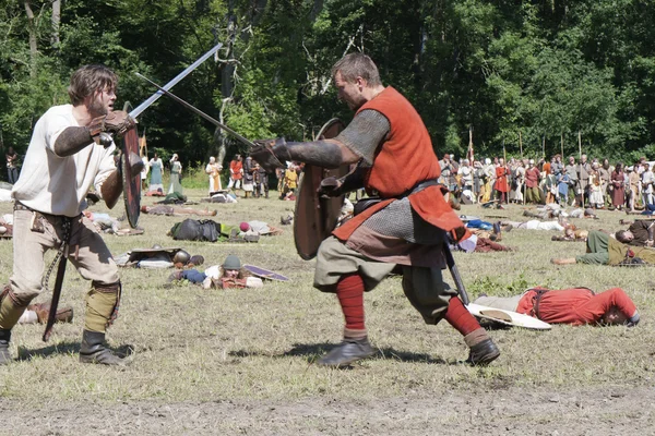 Борьба с викингами - борьба с мечом — стоковое фото