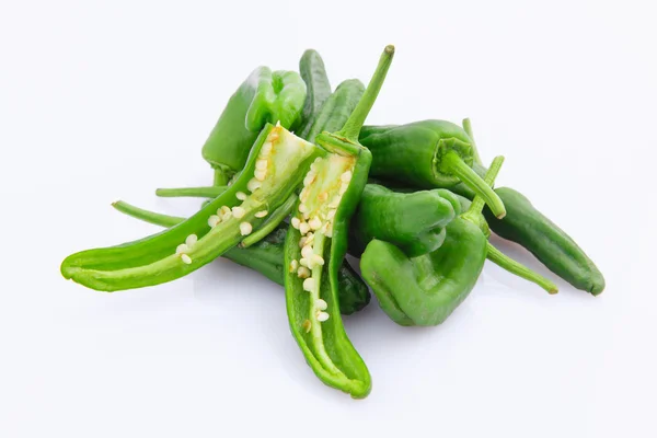 Green peppers on white background — Stock Photo, Image