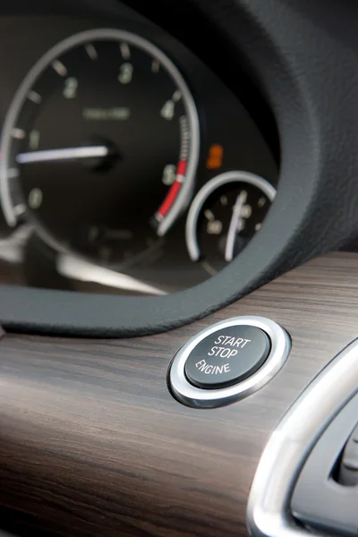 Start Stop engine button in luxury car — Stock Photo, Image