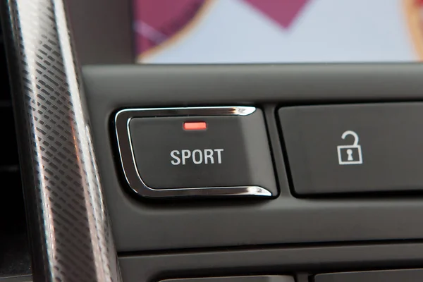 Sport button in sportscar — Stock Photo, Image