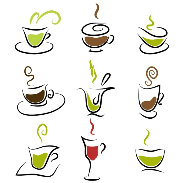 コーヒーと紅茶のデザイン要素 — ストックベクタ