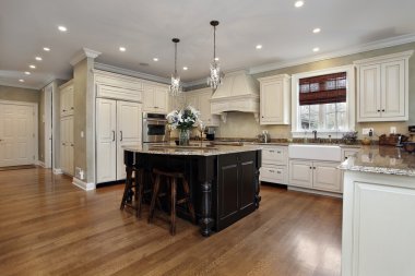 Kitchen with white cabinetry clipart