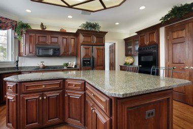 Kitchen with large center island clipart