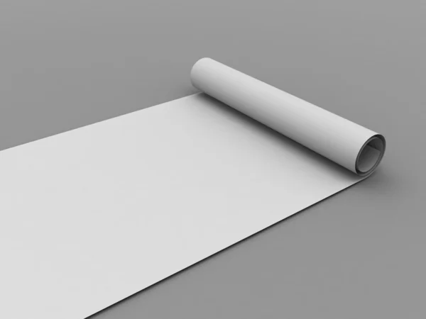 Biały zwitek papieru. 3D render — Zdjęcie stockowe