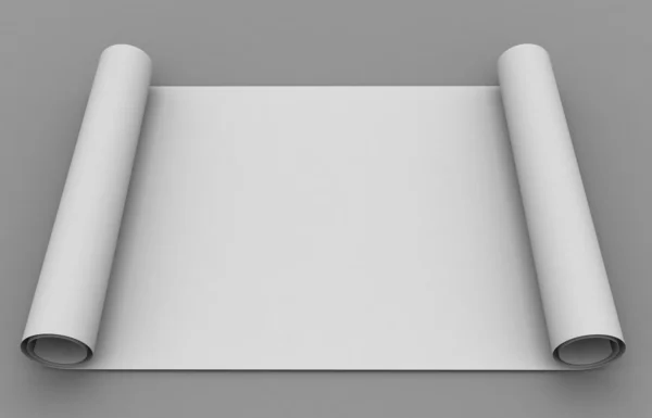 Papier biały przewijania na szarym tle — Zdjęcie stockowe