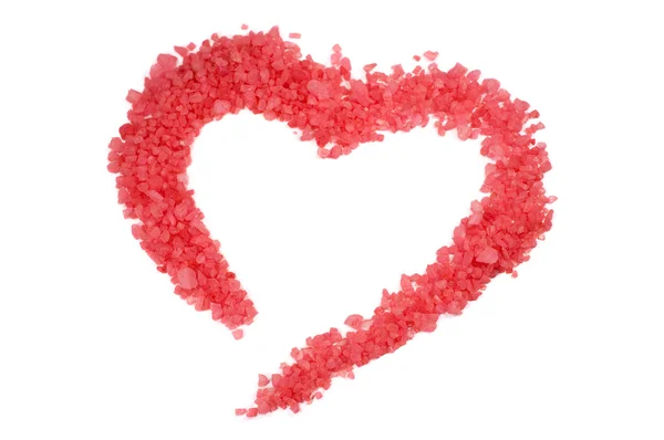 Corazón de la sal marina rosa — Foto de Stock