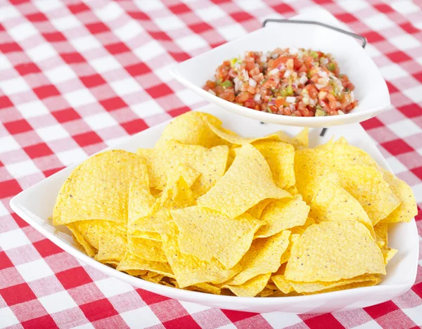 Chips and Pico De Gallo Salsa — Stock Photo, Image
