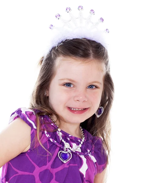 Närbild porträtt av söt liten flicka klä upp — Stockfoto