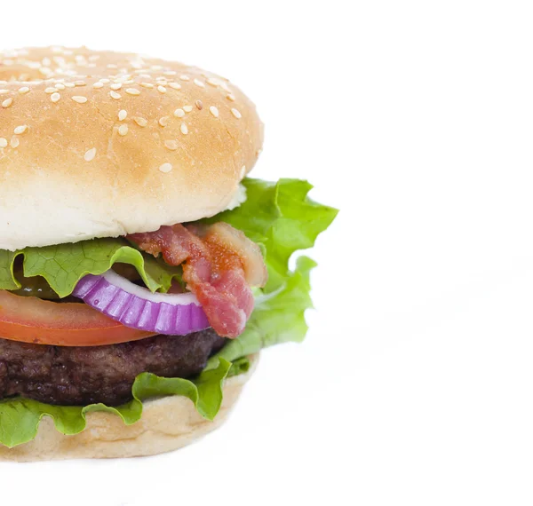 Bacon Hamburger isolated on white — Stock Photo, Image