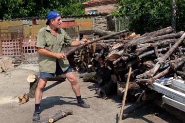 Chopping wood for the winter clipart