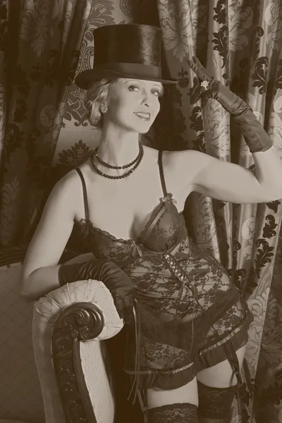 Photo effect of a retro woman — Stock Photo, Image