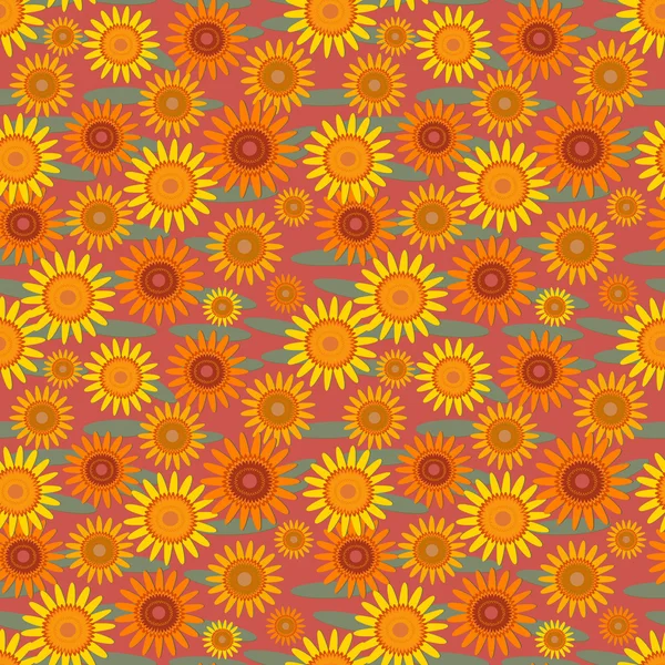 Patrón con flores de color naranja — Vector de stock