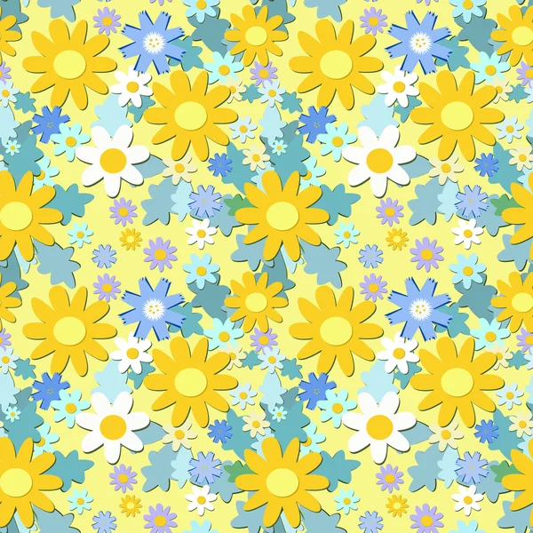 Flores amarillas patrón sin costura — Archivo Imágenes Vectoriales