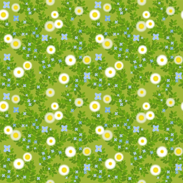 Prairie avec fleurs et herbe — Image vectorielle