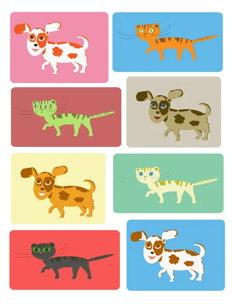 Cats and dogs set — Stock Vector