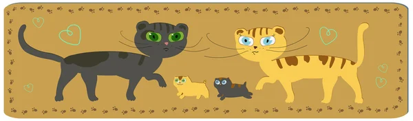 Famille de chats heureux — Image vectorielle