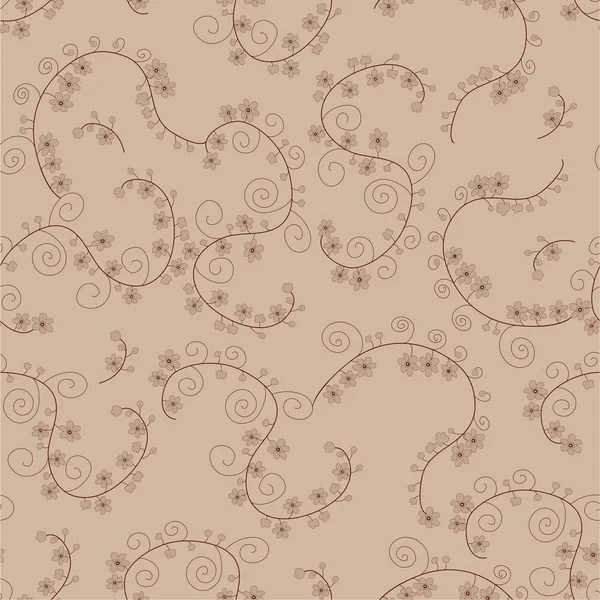 Floral complexe brun doux sans couture — Image vectorielle