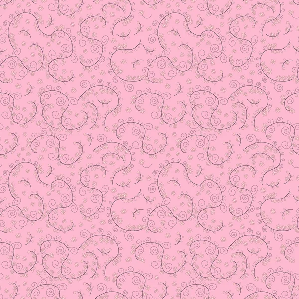 Blommig sömlös prydnad med intrikata detaljer på rosa ba — Stock vektor