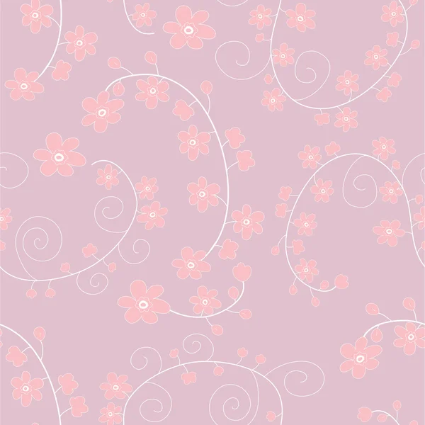 穏やかな花を持つ光のピンクのシームレスなパターン — ストックベクタ