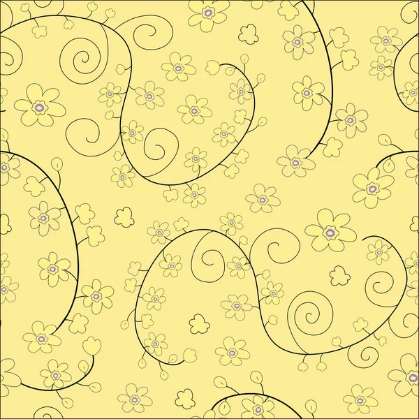 Κίτρινο άνευ ραφής λουλουδάτο μοτίβο — Διανυσματικό Αρχείο