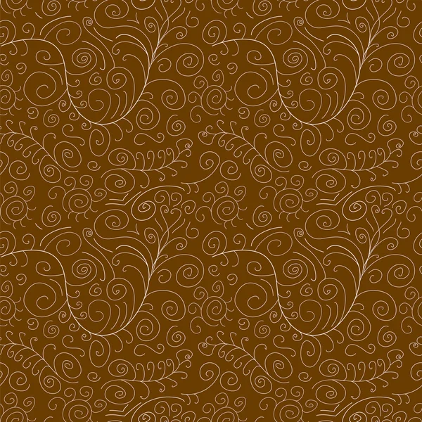 棕色无缝复杂模式与白色漩涡 — 图库矢量图片