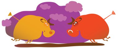 Two fighting bulls clipart