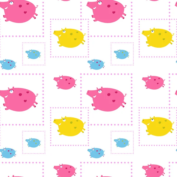 面白い豚とのシームレスなパターン — ストックベクタ