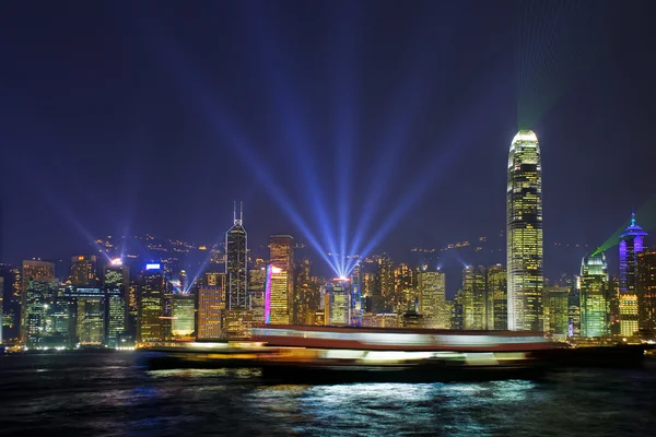 Hong kong harbour světla Stock Obrázky