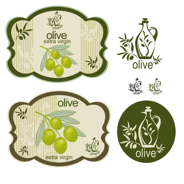 Vintage grön oliv etikett set — Stock vektor