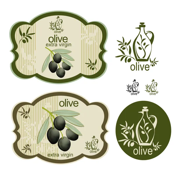 Set di etichette vintage nero oliva — Vettoriale Stock
