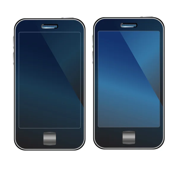 Mobiele telefoon donkere zwarte en blauwe scherm — Stockvector