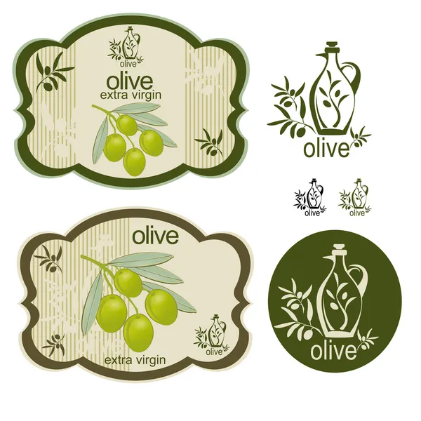 Ensemble d'étiquettes d'olive verte vintage — Image vectorielle