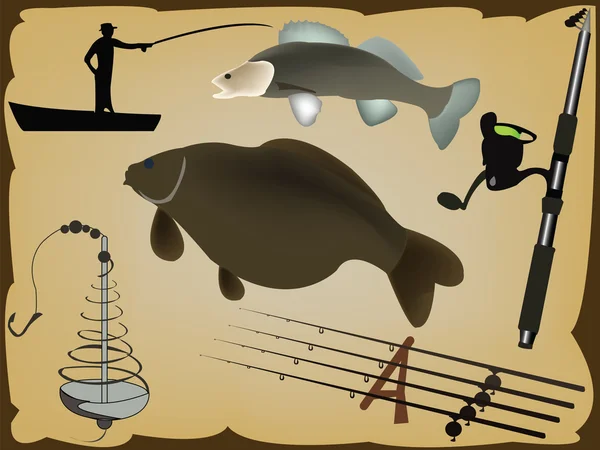 คอลเลกชันตกปลา — ภาพเวกเตอร์สต็อก