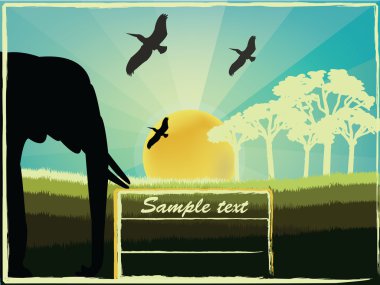 Jungle landscape with text for you clipart