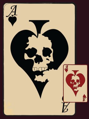 The ace card with abstract heart skull clipart