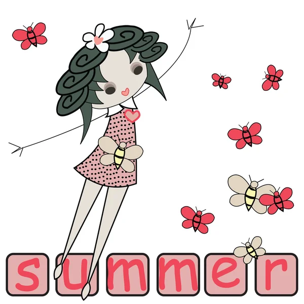 Kız Tasarım kelebekler ile yaz